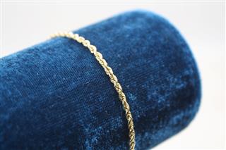 14K Rope Chain Bracelet Yellow Gold 10.5